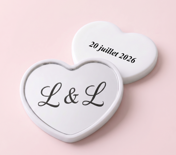 Miroir de poche personnalisé cadeau invités