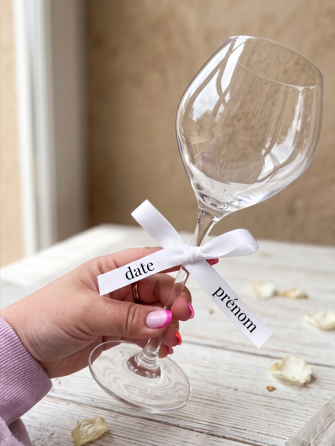 Ruban personnalisé pour verre à pied – Mariage, Baptême & Anniversaire