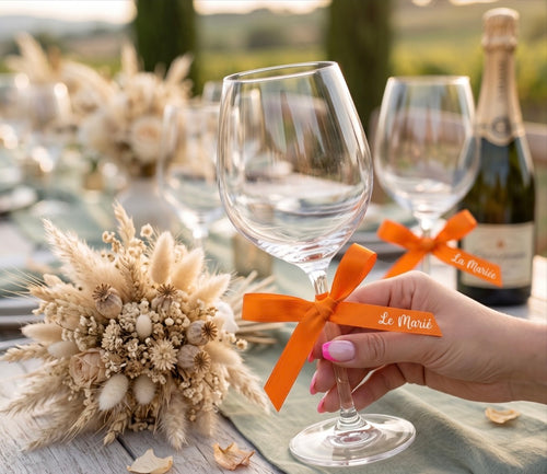 Ruban personnalisé pour verre à pied – Mariage, Baptême & Anniversaire